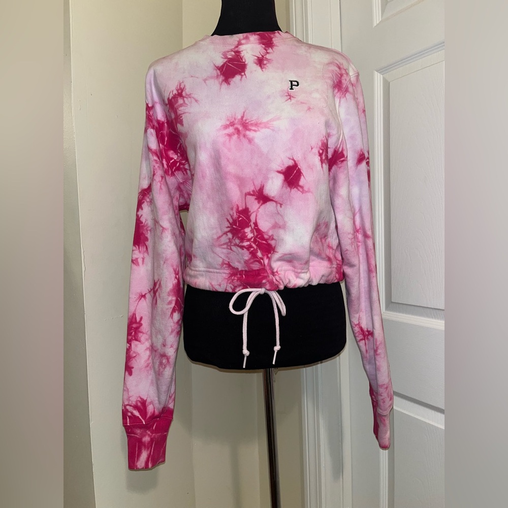 Victoria Secreta Pink Tie-Dye Women's Sweatshirt w pull string tie